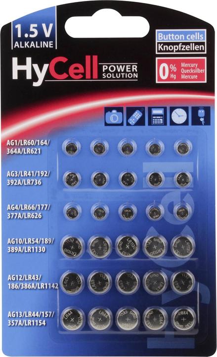 HyCell Alkaline Knopfzellen Set (30 Stk., AG10)