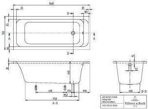 Produktbild Villeroy & Boch V&B Whirlpoolsystem ARCHITECTURA m BW R-eck 160x70 Tech. Pos 1 we (165 l, 160 cm, 70 cm)
