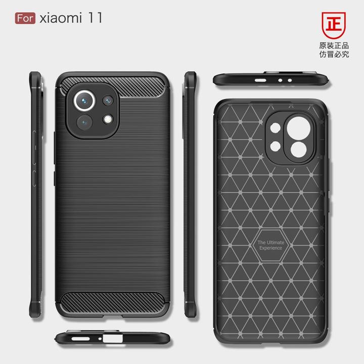 Immagine prodotto Cover-Discount Xiaomi Mi 11 - Custodia in gomma con look in carbonio metallico nero (Xiaomi Mi 11)