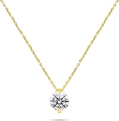 Brilio Silver - Sparkling Gold Plated Zirconia Necklace NCL68Y