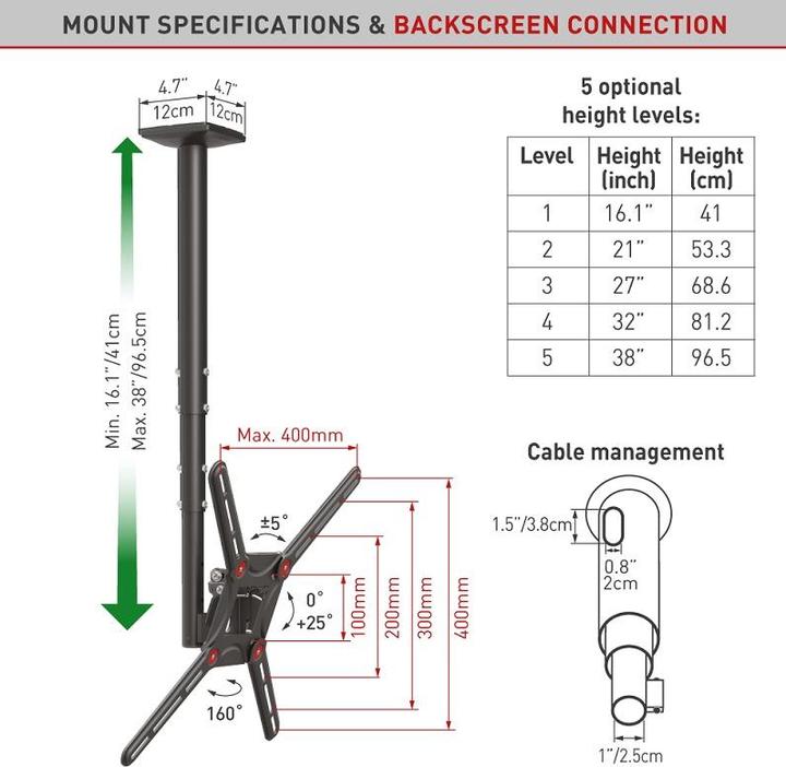 Produktbild Barkan Deckenhalter (Decke, 65", 40 kg)