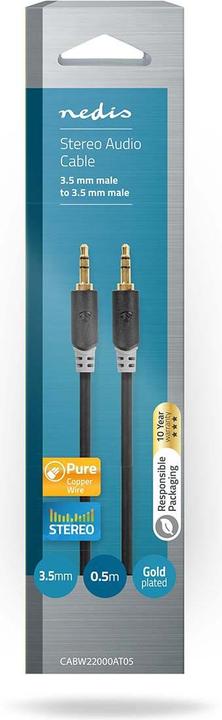 Produktbild Nedis Audiokabel Stereo Klinkenstecker 3.5 mm (0.50 m, 3.5mm Klinke (AUX))