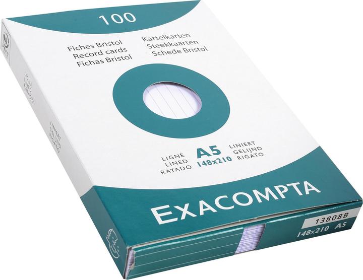 Produktbild Exacompta Karteikarten (A5, 205 g/m², 100 x)