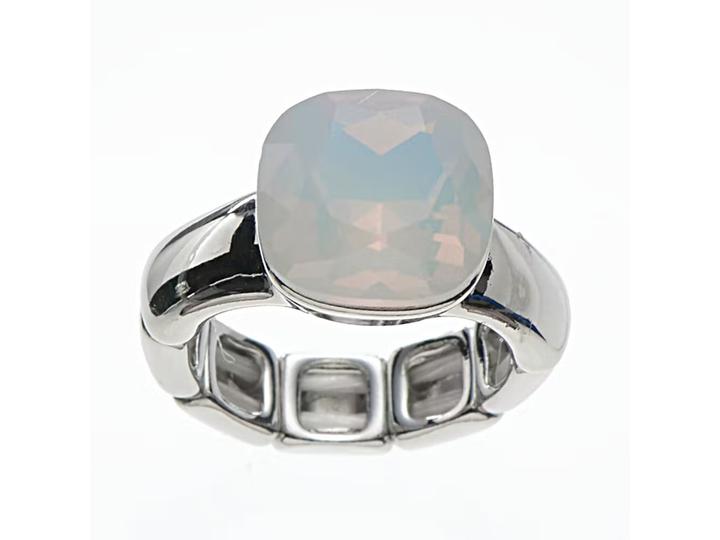 Actual product image Signé Signè Ring Ladies Ring elastic silver coloured rhodium-plated One Size Opal White No.15 (16, 17)