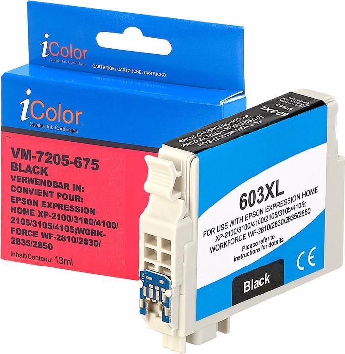 Actual product image IColor Ink cartridge for Epson printer (replaces C13T03A14010 / 603XL), black (FC)