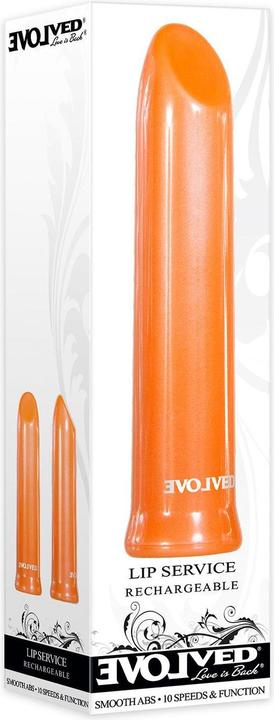 Actual product image Evolved Love Is Back - Lip Service - Powerful 10 speeds & Functions Rechargeable Petite Lipstick-Sha (Orange)