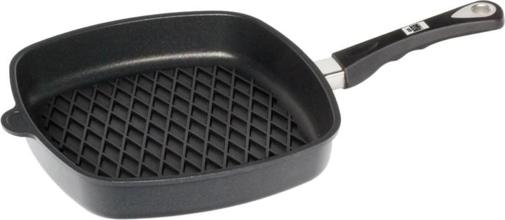 AMT Grillpfanne eckig 28x28cm Induktion mit Rautenmuster (28 cm, Grillpfanne, Aluminiumguss)