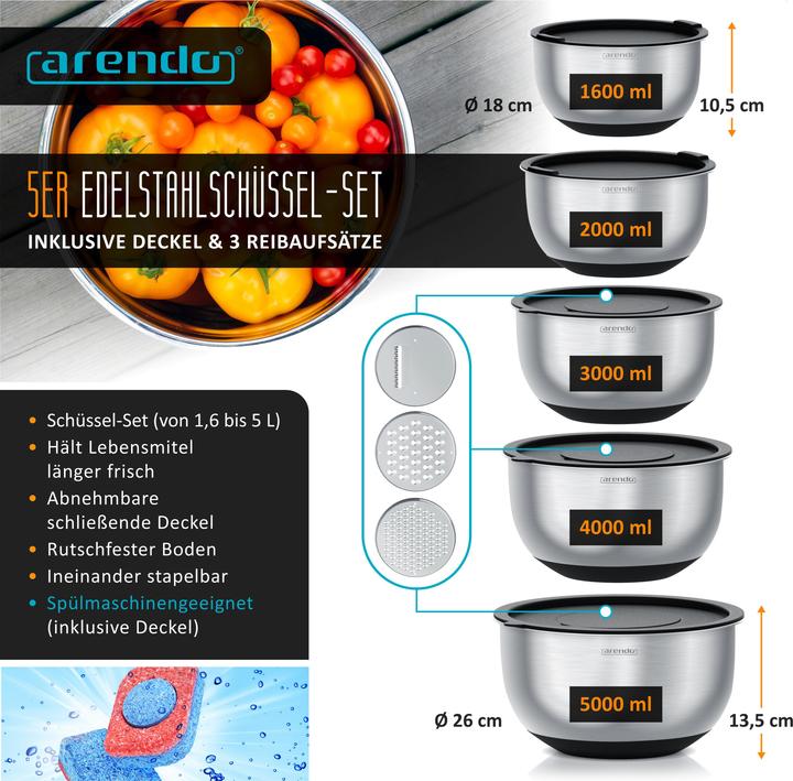 Actual product image Arendo Salad bowl set (26 cm, 5 l, 5 x)