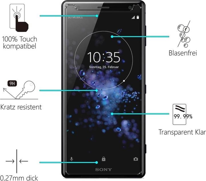 Produktbild Screenguard Sony Xperia XZ2 Compact Panzerglas Schutzfolie Case Friendly Design (1 Stück, Sony Xperia XZ2 Compact)