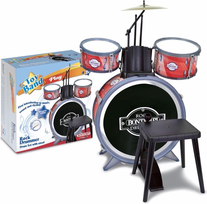 Actual product image Bontempi Drums red/black with chair