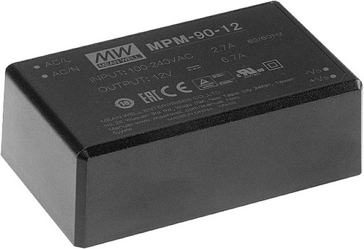 Produktbild MeanWell MPM-90-12 Netzteil & Spannungsumwandler Indoor 90 W Schwarz