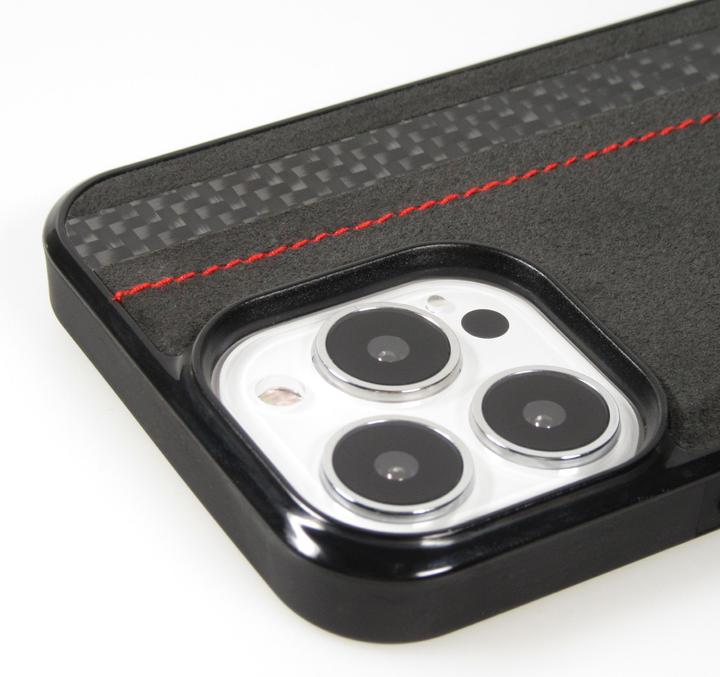Immagine prodotto Carbomile Cover Alcantara e Carbonio con cuciture rosse (compatibile con MagSafe) (Apple iPhone 14 Pro Max)