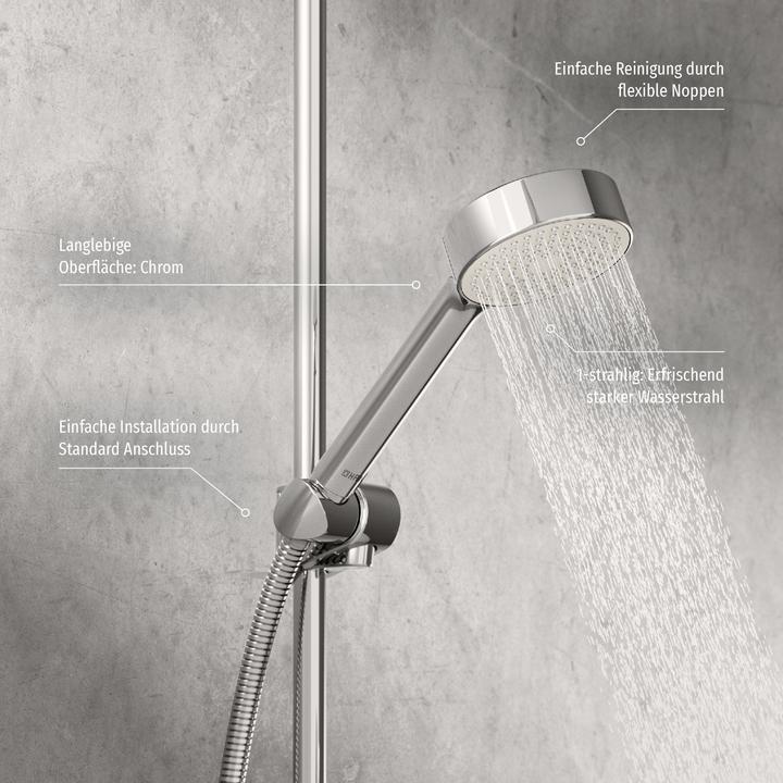 Actual product image Hansa Hansabasicjet hand shower, anti-calc technology, D= 95 mm, 1-jet, eco flow, 44610400 (1 Beam types, 9 l/min)