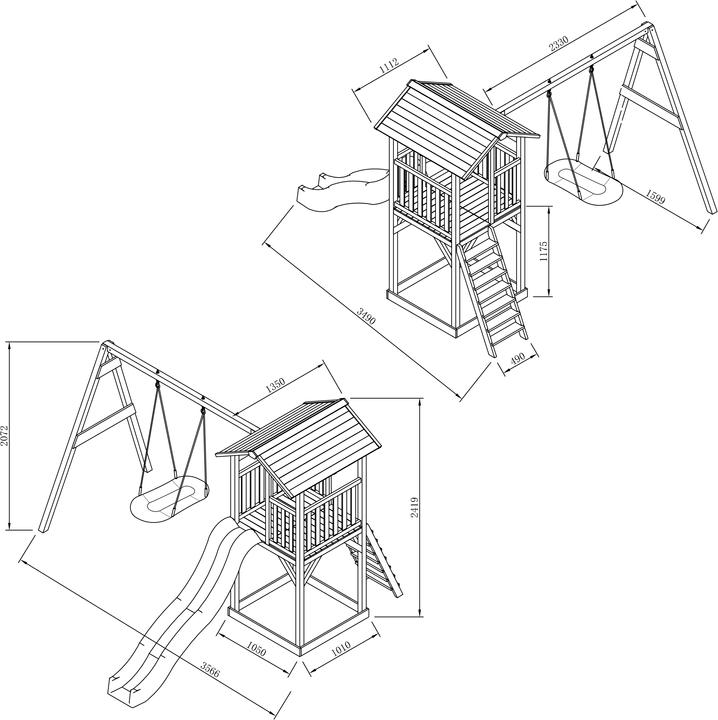 Produktbild Axi Beach Tower Spielturm mit Roxy Nest Schaukel Braun/weiss - Graue Rutsche