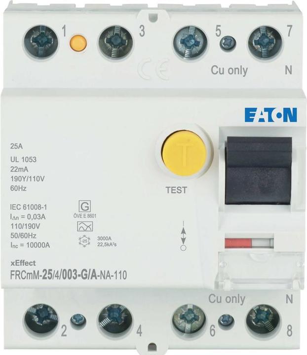 Immagine prodotto Eaton MOE FRCMM-25/4/003-G/A-NA-110 Interruttore differenziale, 25A, 4pin, 30mA
