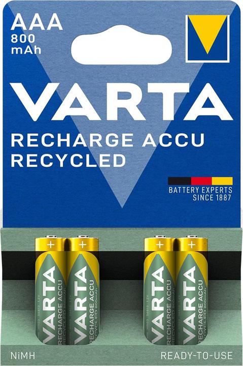 Produktbild Varta Recharge Accu Recycled (4 Stk., AAA, 800 mAh)