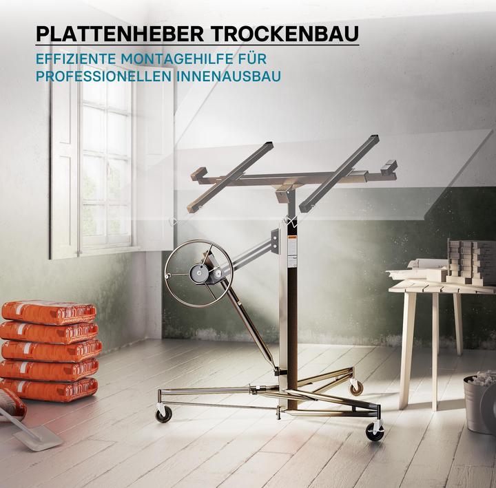 Produktbild Wiltec SET: Plattenheber Paneelheber Montagehilfe XL + Verlängerung 140 cm max. 68 kg