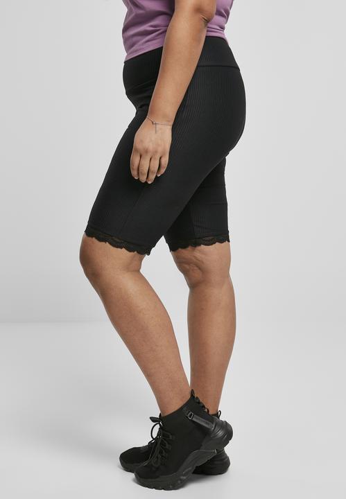Image du produit Urban Classics Ladies High Waist Rib Lace Hem Cycle Shorts (M)