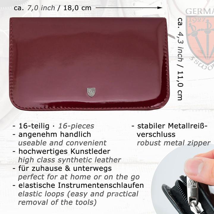Produktbild Kellermann Nagelpflegeset Cinisello 16-tlg., Weinrot/Lack
