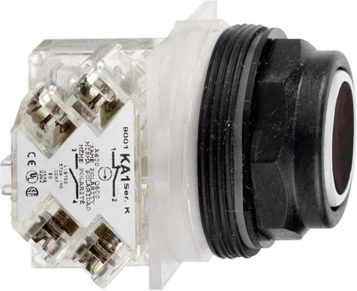 Produktbild Schneider Electric Druckt.,m. Federrückst.,bündig,schw.,1NO