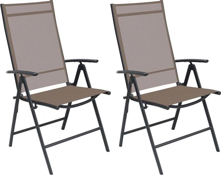 Produktbild Mojawo 2er Garten Klappstuhl Gartenstuhl Textilen Anthrazit Schokobraun 7 Pos