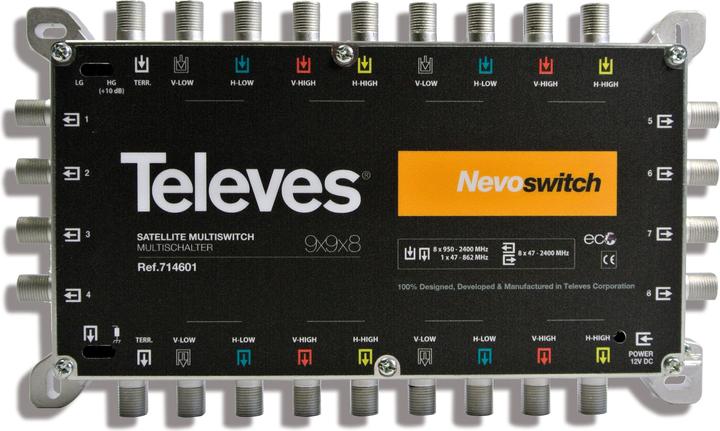 Image du produit Televes Commutateur multiple 22,90cm (9") 8 moulages NEVO cascadable o.NT MS98C (MS98C) (Multi commutateur)