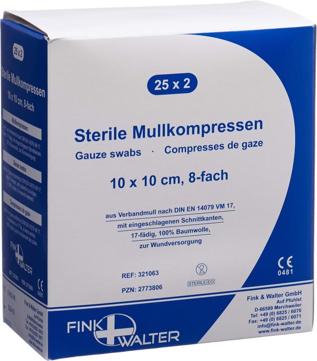 Fiwa Mullkompressen 10x10cm steril 8-fach 17-fädig