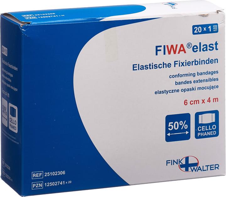 Immagine prodotto Fiwa Elastische Fixierbinden 6cmx4m weiss einzeln in Cellux verpackt
