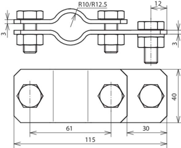 Produktbild Dehn Anschlussschelle ST Ø20mm 10-12,5mm f/vz <40mm bis 40mm