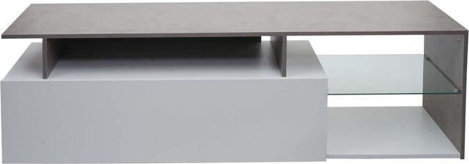 Image du produit Mendler Rack TV HWC-L35, bois 47x170x40cm Compartiment de rangement, aspect béton blanc (47 x 170 x 40 cm)