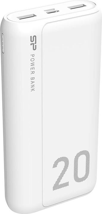 Image du produit Silicon Power GS15 Powerbank Batterie externe 20000 mAh 2x USB 2.1A (SP20KMAPBKGS150W) Baltas (20000 mAh, 74 Wh)