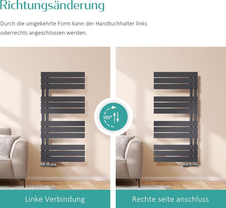 Actual product image Emke Bathroom Radiator Towel Rail Adjustable Temperature Control 160x50cm Black 794W (794 W)