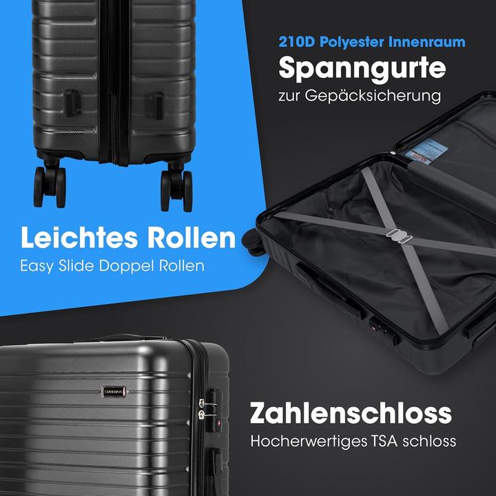 Produktbild StahlHaus 3-teiliges Hartschalenkoffer-Set (Handgepäck (bis 50l), M (50 - 90l), L (90 - 115l))
