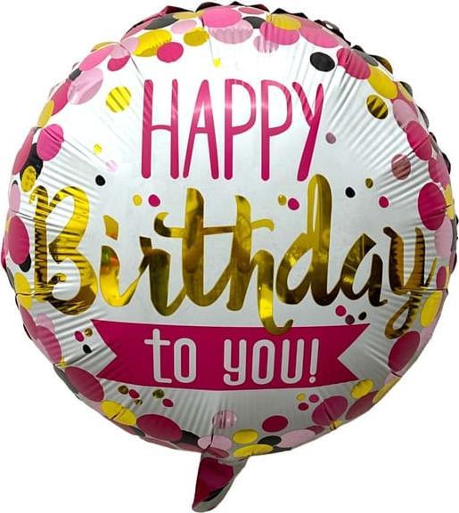 MICA Festival Folienballon - Happy Birthday - rund - ca. 45 cm