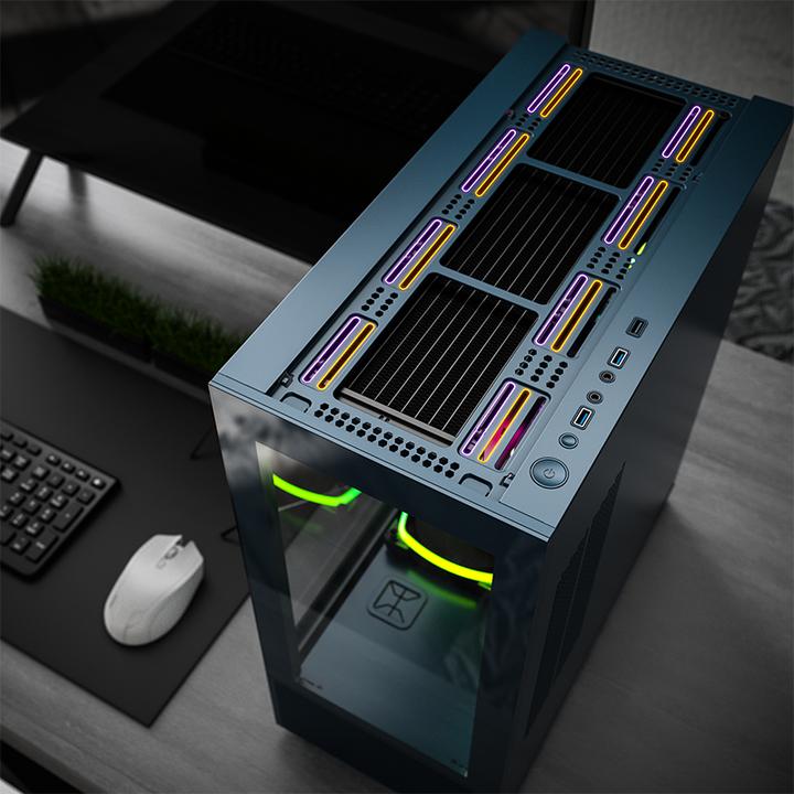 Actual product image Montech SKY TWO, Midi Tower - blue (ATX, Mini-ITX, mATX)
