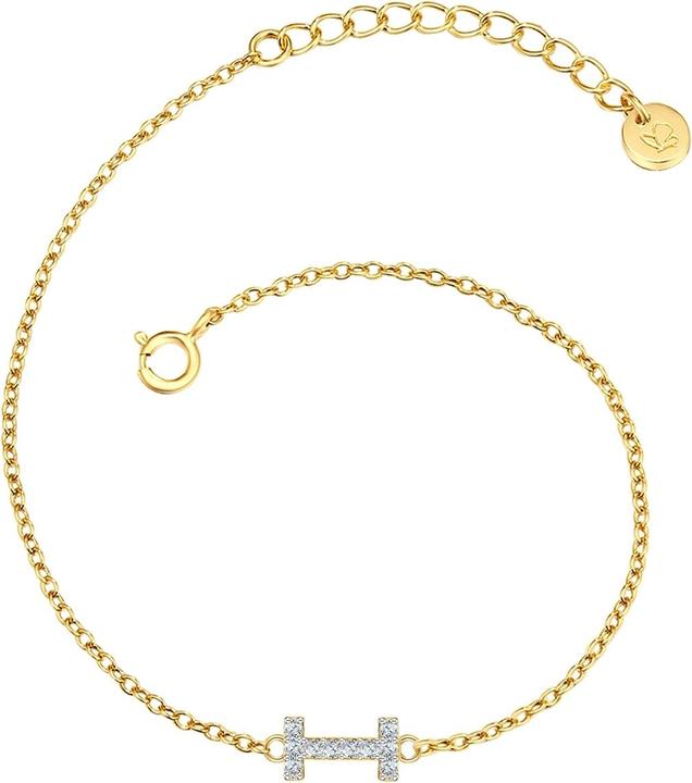 Image du produit Glanzstücke München Femme Lettre I Argent Sterling Zirconia Or Jaune 17,0 cm Longueur de base + 3,0 cm Extension - 32098 (17 cm, Argent Sterling)