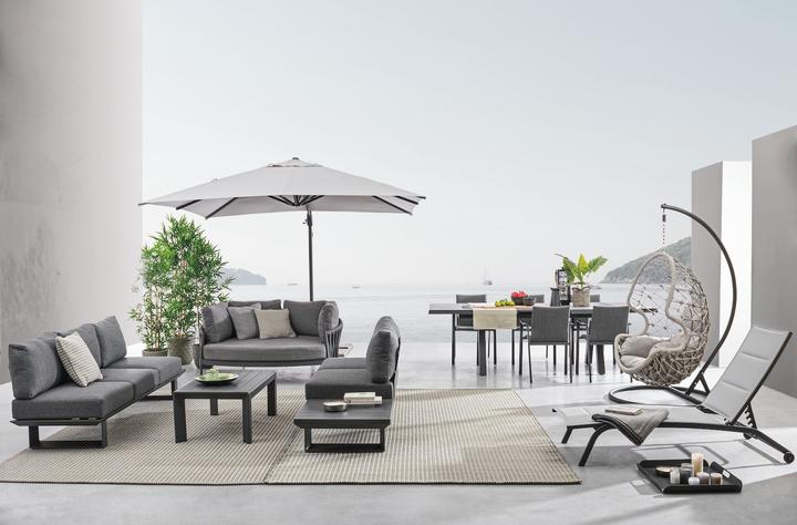 Actual product image Bizzotto Garden corner seating Konnor with cushions anthracite