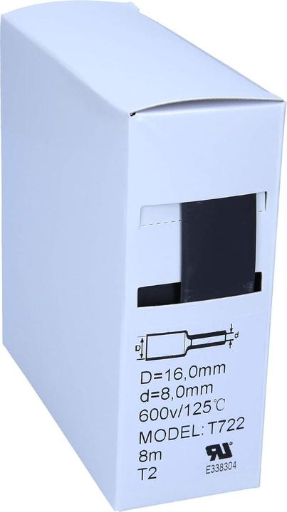 Actual product image Kalitec 8m Schrumpfschlauch schwarz I 2 : 1 I von 16mm auf 8mm I Wasserdicht nach IP67 I Industriequalität (1 x)