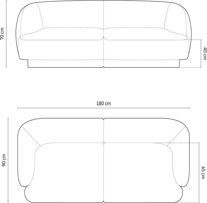 Actual product image Micadoni Sofa, "Miley", 2 Seats, 180x90x70Made in Europe (3-seater, 2 person sofa, 4-seater)