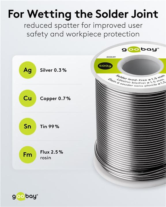 Produktbild Goobay Lötzinn bleifrei, ø 1,5 mm, 500 g (Lötspulenkit)