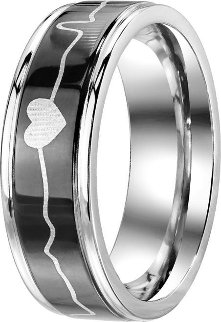 Star Piercing Ring silber mit Herzschlag (Chirurgenstahl 316L, ohne Messing)