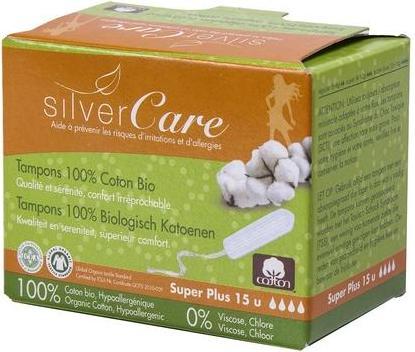 Produktbild Silver Care Super Plus BIO-Tampons ohne Applikator für starke Blutungen - 15 Stück - Silvercare (15 x)