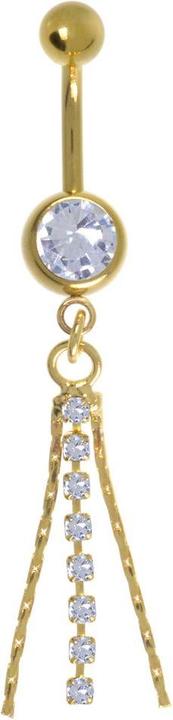 Immagine prodotto Bijouteria Piercing ventre (Acciaio chirurgico 316L, Vetro (di orologio), Rivestimento in PVD (colore oro))