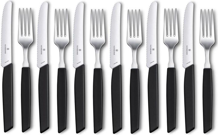 Victorinox Set de couverts Swiss Modern 12 pièces, noir (12 pièce(s), Set de couverts)