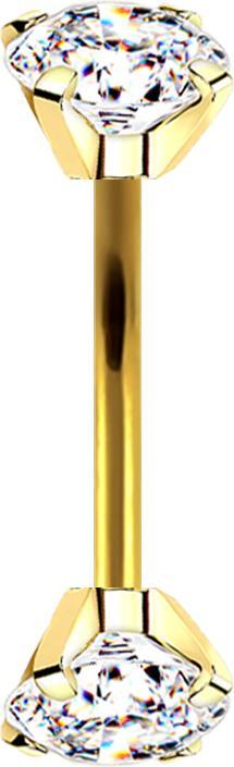 Immagine prodotto Star Piercing Micro Banana placcata in oro con due cristalli in argento (senza ottone, Acciaio chirurgico 316L)
