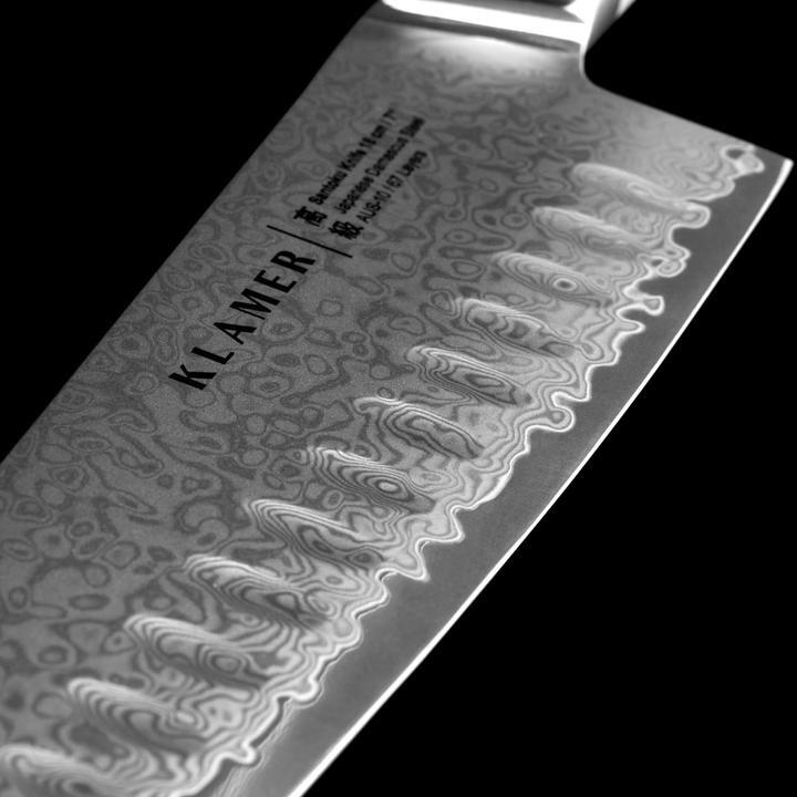 Produktbild KLAMER Santoku Damastmesser Olive 18 cm Kochmesser (18 cm)
