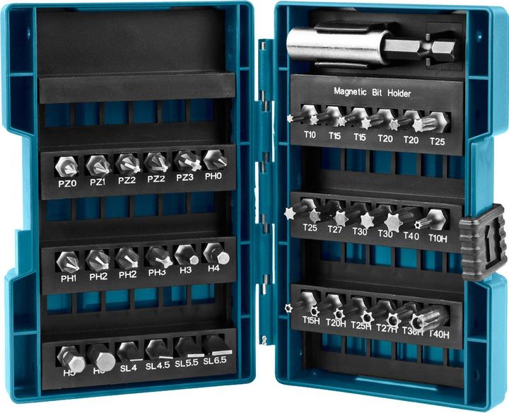 Makita BitSet D37194 (4, 4.5, 5.5, 6.5, 27, 40, PH0, PH1, PH3, PZ0, PZ1, PZ3, TX10, 15h, 20H, 25H, 27H, 30H, 40H, H3, H4, H5, H6, PH2, PZ2, TX15, TX20, TX25, TX30)