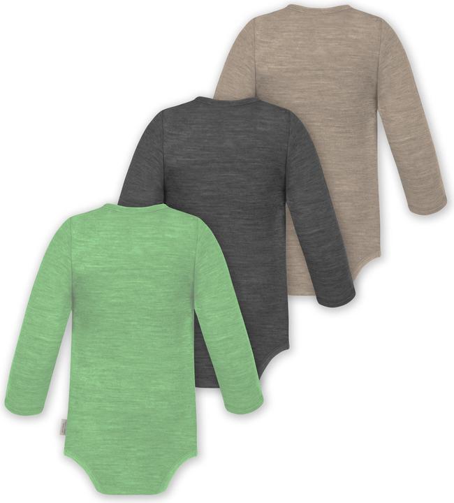 Actual product image Normani 3-pack baby merino bodysuit long sleeve "Auckland" - 9375 (62)