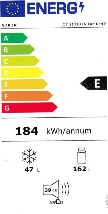 Etichetta energetica Sibir OT21010FR (209 l)