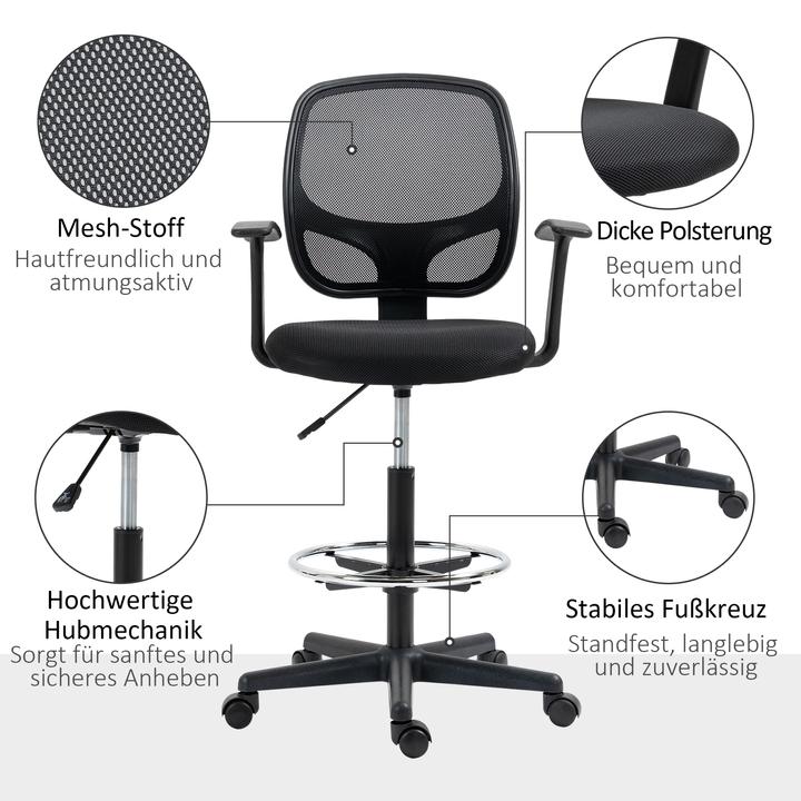 Produktbild Vinsetto Bürostuhl mit Fussring